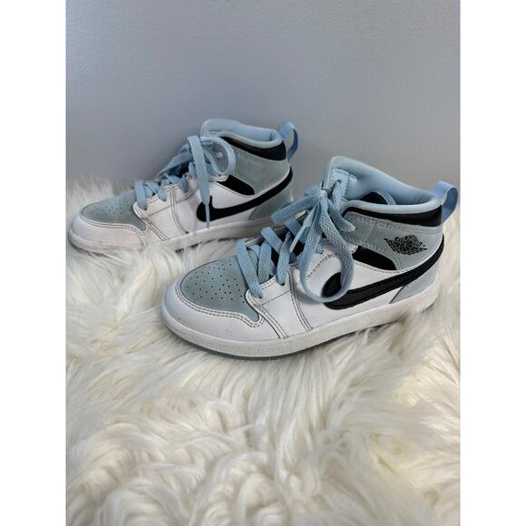 Nike Air Jordan High Tops White Black Powdered Blue Toddle Sneakers size 13C - Picture 6 of 9